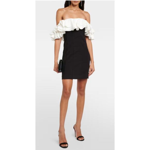 New Staud Kiara off-shoulder ruffled minidress Size 14 - Picture 1 of 5